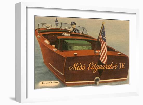 Speedboat with Skipper-null-Framed Art Print