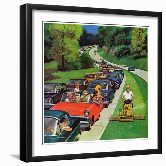 "Speeder on the Median," June 2, 1962-Richard Sargent-Framed Premium Giclee Print