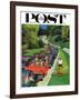 "Speeder on the Median," Saturday Evening Post Cover, June 2, 1962-Richard Sargent-Framed Giclee Print