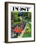 "Speeder on the Median," Saturday Evening Post Cover, June 2, 1962-Richard Sargent-Framed Premium Giclee Print