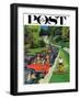 "Speeder on the Median," Saturday Evening Post Cover, June 2, 1962-Richard Sargent-Framed Premium Giclee Print