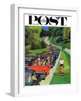 "Speeder on the Median," Saturday Evening Post Cover, June 2, 1962-Richard Sargent-Framed Premium Giclee Print