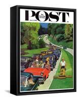 "Speeder on the Median," Saturday Evening Post Cover, June 2, 1962-Richard Sargent-Framed Stretched Canvas