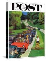 "Speeder on the Median," Saturday Evening Post Cover, June 2, 1962-Richard Sargent-Stretched Canvas