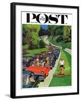 "Speeder on the Median," Saturday Evening Post Cover, June 2, 1962-Richard Sargent-Framed Giclee Print