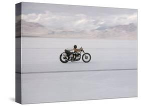 Speeding Motorcycle During Bonneville Hot Rod Meet at the Bonneville Salt Flats in Utah-J^ R^ Eyerman-Stretched Canvas