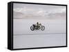 Speeding Motorcycle During Bonneville Hot Rod Meet at the Bonneville Salt Flats in Utah-J^ R^ Eyerman-Framed Stretched Canvas