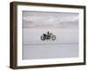 Speeding Motorcycle During Bonneville Hot Rod Meet at the Bonneville Salt Flats in Utah-J^ R^ Eyerman-Framed Premium Photographic Print