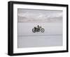 Speeding Motorcycle During Bonneville Hot Rod Meet at the Bonneville Salt Flats in Utah-J^ R^ Eyerman-Framed Premium Photographic Print
