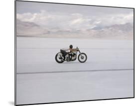 Speeding Motorcycle During Bonneville Hot Rod Meet at the Bonneville Salt Flats in Utah-J^ R^ Eyerman-Mounted Photographic Print