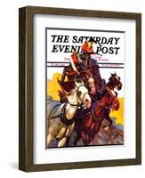 "Speeding Stagecoach," Saturday Evening Post Cover, February 6, 1937-Maurice Bower-Framed Giclee Print