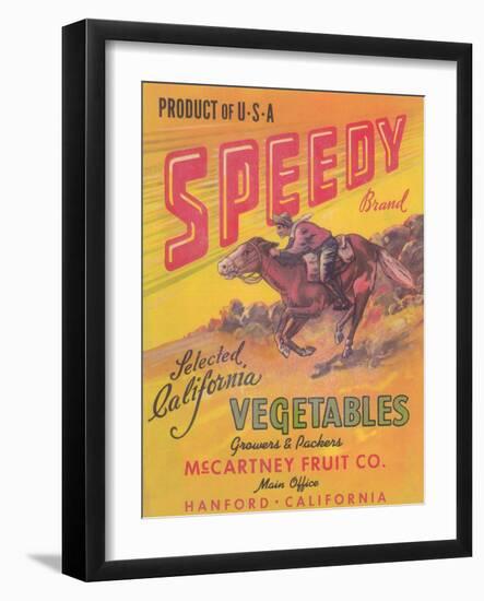 Speedy Vegetable Label - Hanford, CA-Lantern Press-Framed Art Print