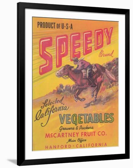 Speedy Vegetable Label - Hanford, CA-Lantern Press-Framed Art Print