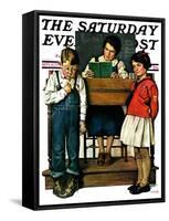 "Spelling Bee," Saturday Evening Post Cover, September 10, 1927-Lawrence Toney-Framed Stretched Canvas