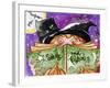 Spells and Potions Halloween Witch & Black Cat Bat-sylvia pimental-Framed Art Print