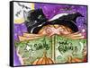 Spells and Potions Halloween Witch & Black Cat Bat-sylvia pimental-Framed Stretched Canvas