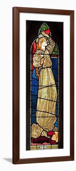 Spes, Hope, Stained Glass Window by Burne-Jones, 1865, Detail from Faith, Hope, Charity Window, Scu-Edward Coley Burne-Jones-Framed Giclee Print