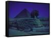 Sphinx and Great Pyramid at Giza, in Moonlight, Egypt-James Burke-Framed Stretched Canvas