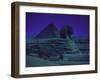 Sphinx and Great Pyramid at Giza, in Moonlight, Egypt-James Burke-Framed Photographic Print