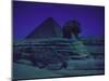 Sphinx and Great Pyramid at Giza, in Moonlight, Egypt-James Burke-Mounted Photographic Print