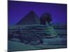 Sphinx and Great Pyramid at Giza, in Moonlight, Egypt-James Burke-Mounted Photographic Print