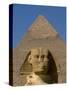 Sphinx and Khafre Pyramid, 4th Dynasty, Giza, Egypt-Kenneth Garrett-Stretched Canvas