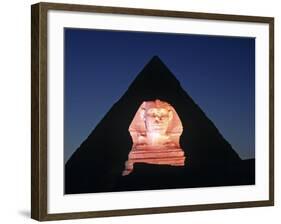 Sphinx and Pyramid, Giza, Cairo, Egypt-Gavin Hellier-Framed Photographic Print