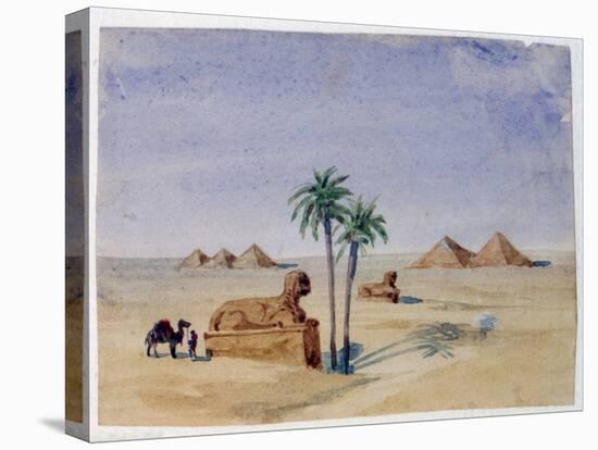 Sphinx and Pyramids, Giza II, 1820-1876-George Sand-Stretched Canvas