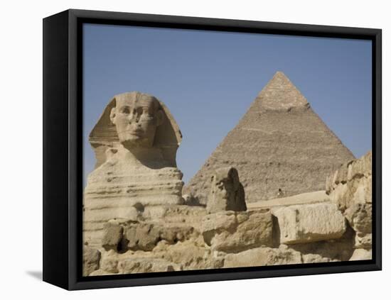 Sphinx and the Pyramid of Cheops, Giza, UNESCO World Heritage Site, Near Cairo, Egypt-Olivieri Oliviero-Framed Stretched Canvas
