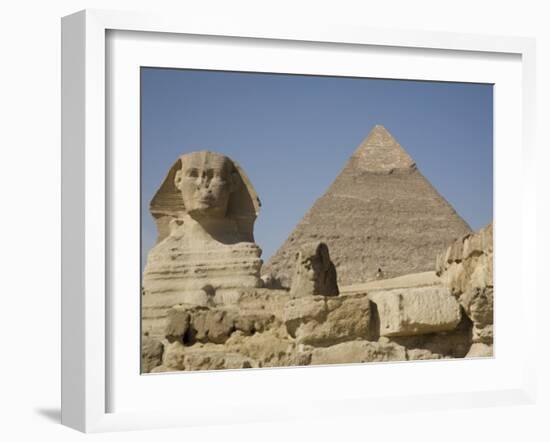 Sphinx and the Pyramid of Cheops, Giza, UNESCO World Heritage Site, Near Cairo, Egypt-Olivieri Oliviero-Framed Photographic Print