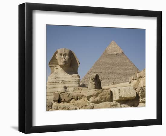 Sphinx and the Pyramid of Cheops, Giza, UNESCO World Heritage Site, Near Cairo, Egypt-Olivieri Oliviero-Framed Photographic Print
