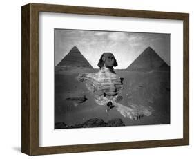 Sphinx and Two Pyramids Photograph - Egypt-Lantern Press-Framed Art Print