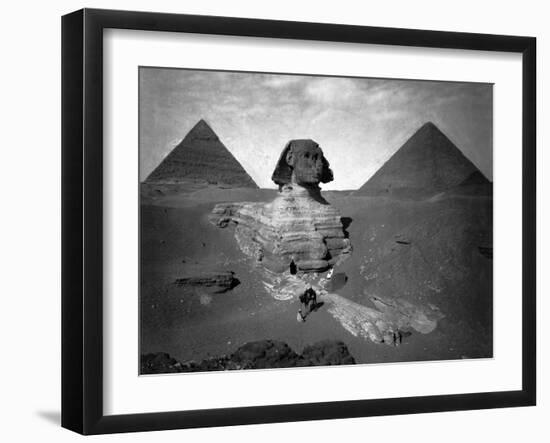 Sphinx and Two Pyramids Photograph - Egypt-Lantern Press-Framed Art Print