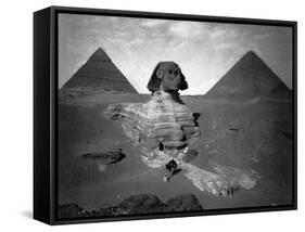 Sphinx and Two Pyramids Photograph - Egypt-Lantern Press-Framed Stretched Canvas