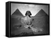 Sphinx and Two Pyramids Photograph - Egypt-Lantern Press-Framed Stretched Canvas