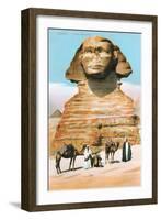 Sphinx, Camels Bedouin-null-Framed Art Print