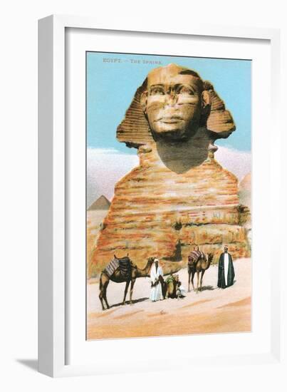 Sphinx, Camels Bedouin-null-Framed Art Print