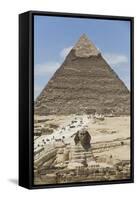 Sphinx in Foreground and Pyramid of Chephren, the Giza Pyramids, Giza, Egypt, North Africa, Africa-Richard Maschmeyer-Framed Stretched Canvas