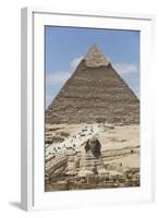 Sphinx in Foreground and Pyramid of Chephren, the Giza Pyramids, Giza, Egypt, North Africa, Africa-Richard Maschmeyer-Framed Photographic Print