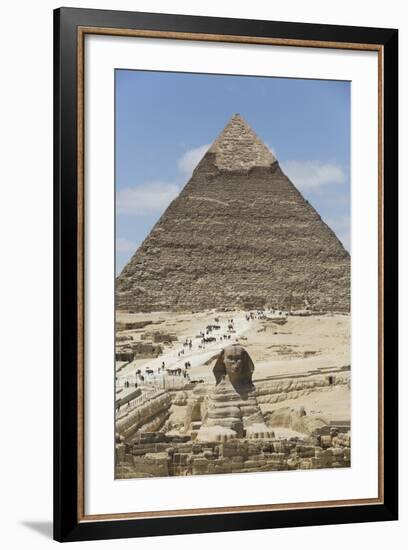 Sphinx in Foreground and Pyramid of Chephren, the Giza Pyramids, Giza, Egypt, North Africa, Africa-Richard Maschmeyer-Framed Photographic Print