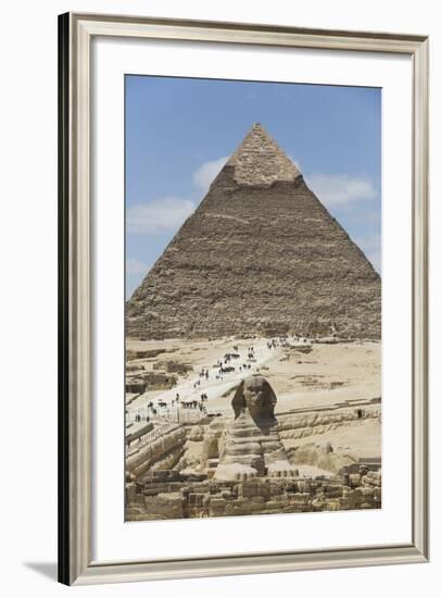 Sphinx in Foreground and Pyramid of Chephren, the Giza Pyramids, Giza, Egypt, North Africa, Africa-Richard Maschmeyer-Framed Photographic Print