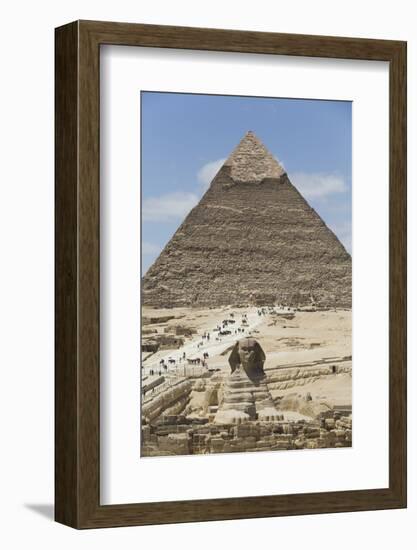 Sphinx in Foreground and Pyramid of Chephren, the Giza Pyramids, Giza, Egypt, North Africa, Africa-Richard Maschmeyer-Framed Photographic Print