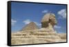 Sphinx in Foreground, and the Great Pyramid of Cheops, the Giza Pyramids-Richard Maschmeyer-Framed Stretched Canvas