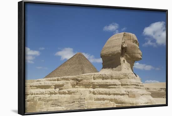 Sphinx in Foreground, and the Great Pyramid of Cheops, the Giza Pyramids-Richard Maschmeyer-Framed Photographic Print