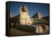 Sphinx with Great Pyramid in Background-Eliot Elisofon-Framed Stretched Canvas