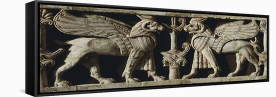 Sphinx with Ram's Head, Ivory Artefact from Khadatu or Arslan Tash, Syria-null-Framed Stretched Canvas