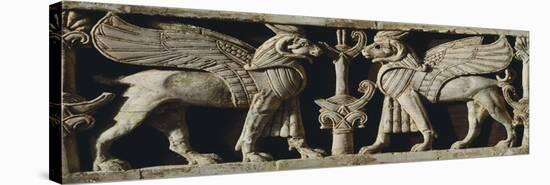 Sphinx with Ram's Head, Ivory Artefact from Khadatu or Arslan Tash, Syria-null-Stretched Canvas