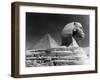 Sphinz and Cheops Pyramid at Giza, Egypt-null-Framed Photo