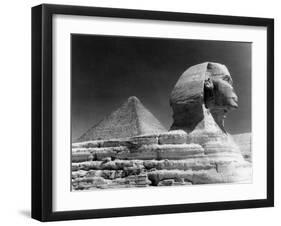 Sphinz and Cheops Pyramid at Giza, Egypt-null-Framed Photo