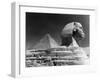 Sphinz and Cheops Pyramid at Giza, Egypt-null-Framed Photo